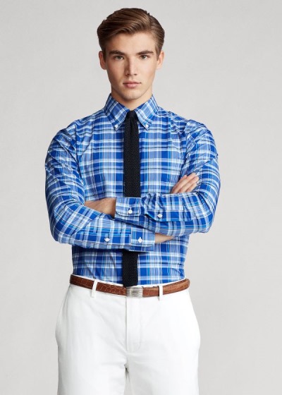 Camisa Polo Ralph Lauren Hombre Azules / Blancos / Multicolor - Classic Fit Plaid Poplin - OUZXA2475